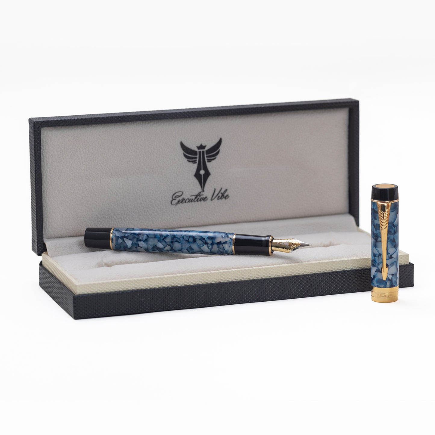 XV Batavia Fountain Pen - Marble Blue