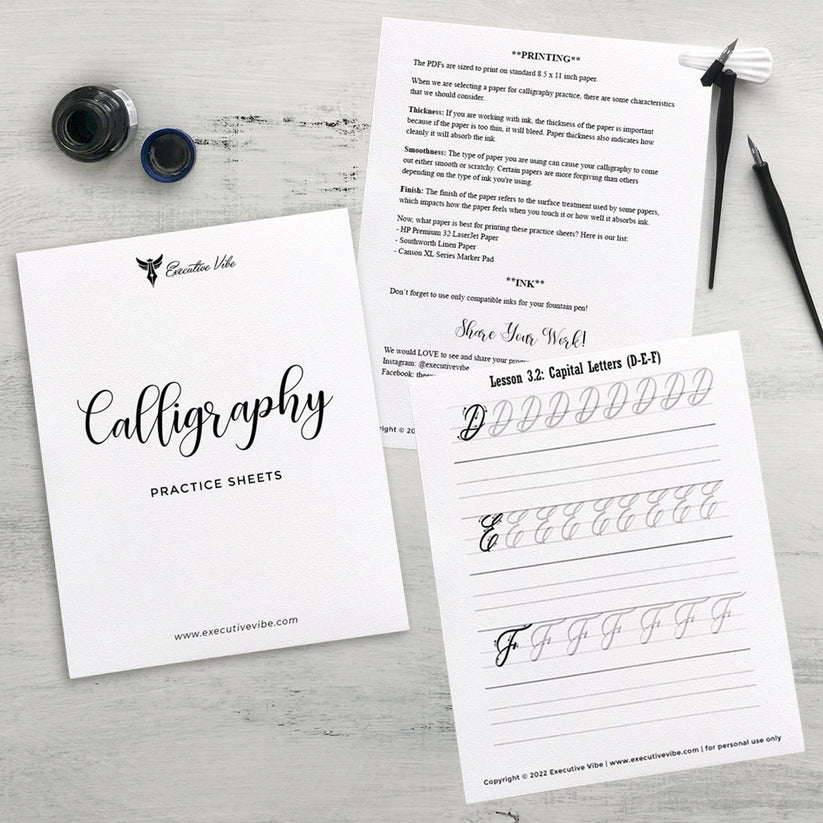 XV Calligraphy Practice Sheet - Printable PDF – Executive Vibe